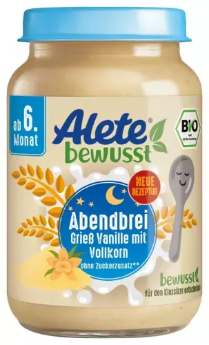 Bild des Artikels Alete Bio Gläschen - Abendbrei Grießbrei Vanille mit Vollkorn, 6 x 190g 