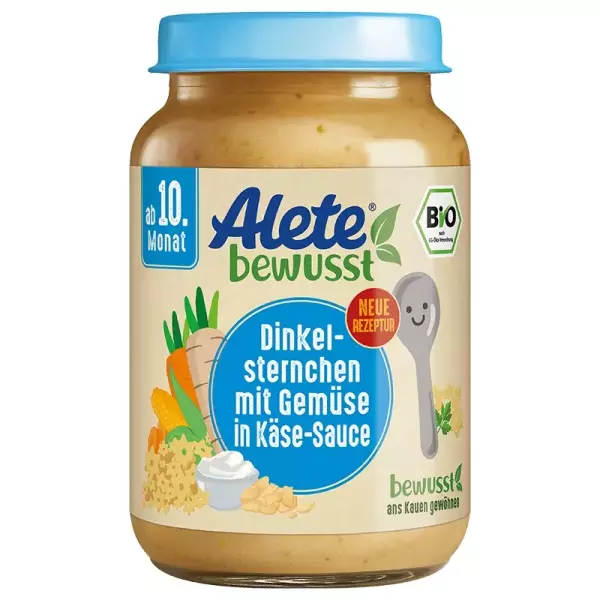 Bild 1 des Artikels Alete Bio Gläschen - Dinkelsternchen mit Gemüse in Käse-Sauce, 6 x 220g 