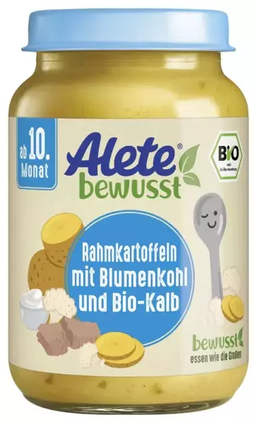 Bild 1 des Artikels Alete Bio Gläschen - Rahmkartoffeln mit Blumenkohl & Bio-Kalb, 6 x 220g 