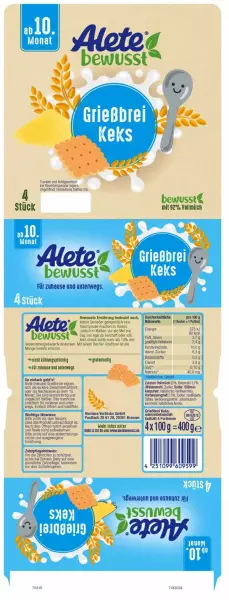 Product image 2 of the product “Alete Griessbrei Keks, 6x 4x100g Becher ”