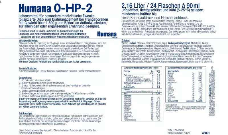 Bild 2 des Artikels Humana 0-HP-2 Expert, trinkfertig 24 x 90 ml 
