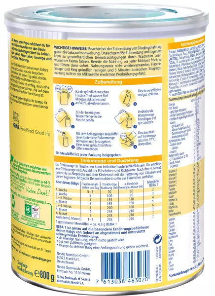 Bild 3 des Artikels Nestle BEBA 1 - Dose a 800g