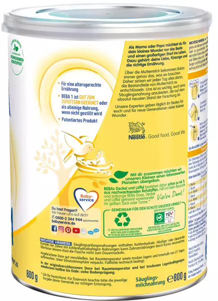 Bild 4 des Artikels Nestle BEBA 1 - Dose a 800g