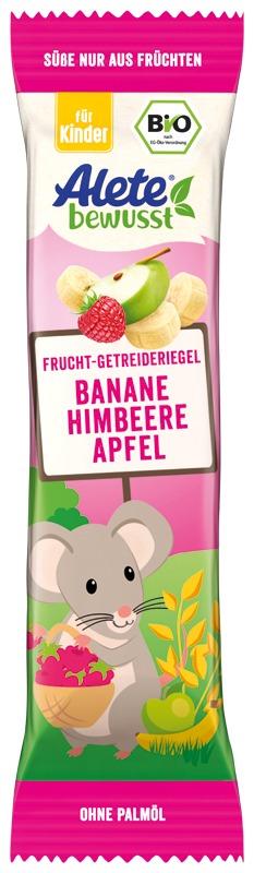 Product image 1 of the product “Alete Bio Frucht-Getreideriegel Banane-Himbeere-Apfel, 25 x 25g ”