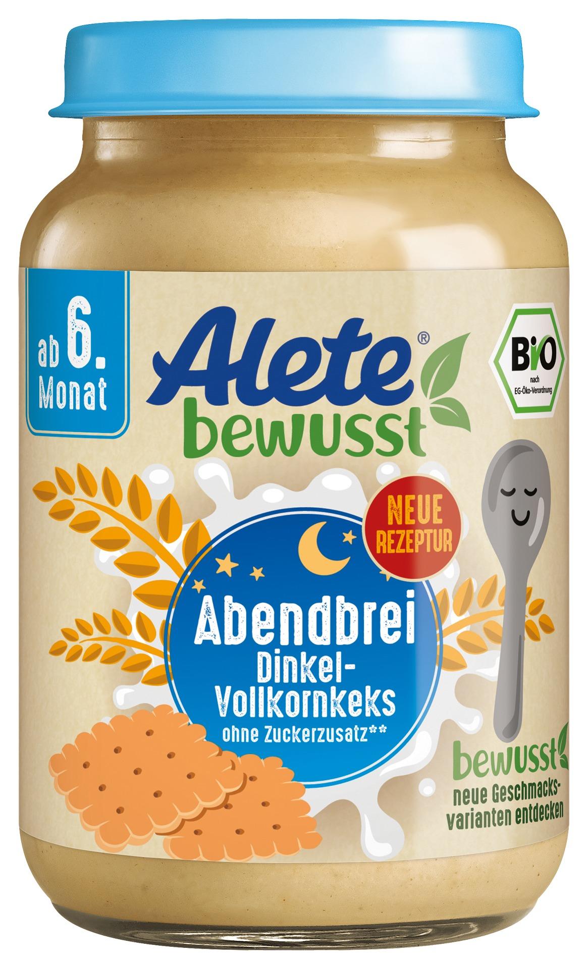 Product image 1 of the product “Alete Bio Gläschen - Abendbrei Dinkel Vollkorn Keks, 6 x 190g ”