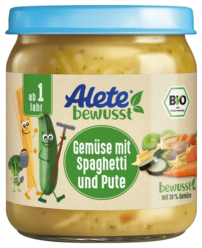 Bild 1 des Artikels Alete Bio Gläschen - Gemüse mit Spaghetti und Pute, 6 x 250g 