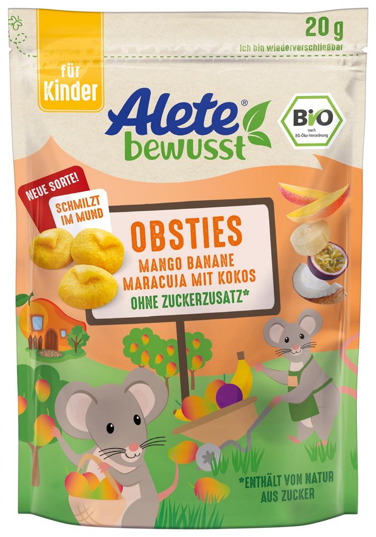 Bild 1 des Artikels Alete Obsties Mango-Banane-Maracuja mit Kokos, 12 x 20g 