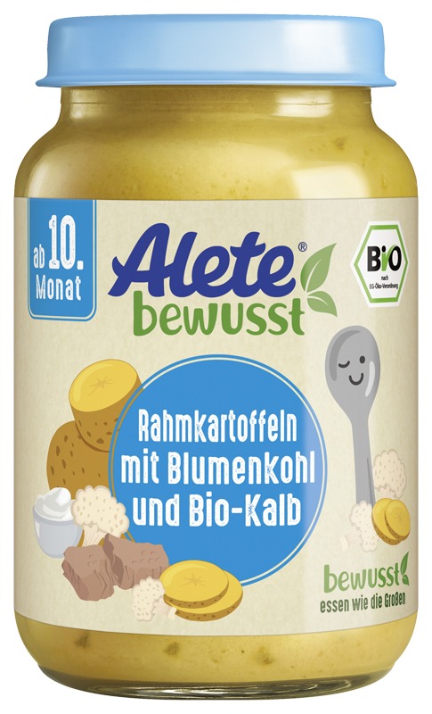 Bild 1 des Artikels Alete Bio Gläschen - Rahmkartoffeln mit Blumenkohl & Bio-Kalb, 6 x 220g 