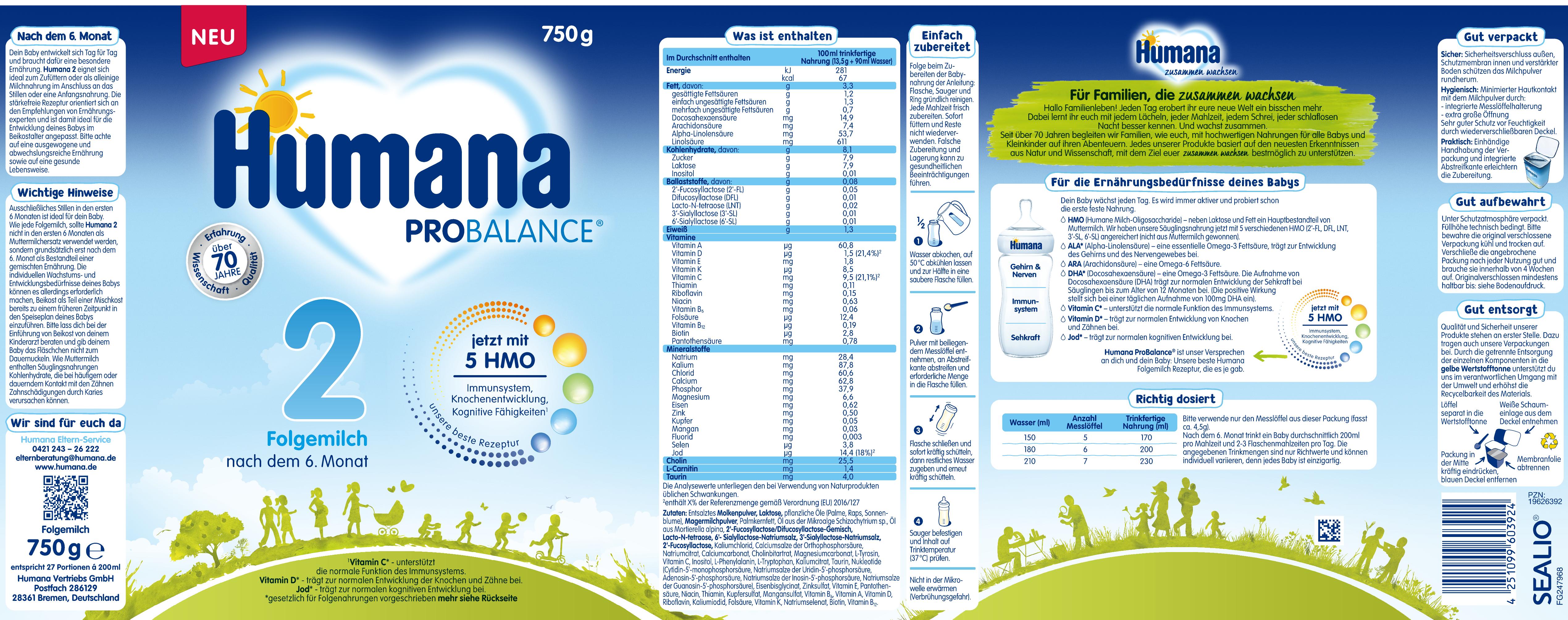 Bild 2 des Artikels Humana ProBalance 2 Folgemilch, Pulver 