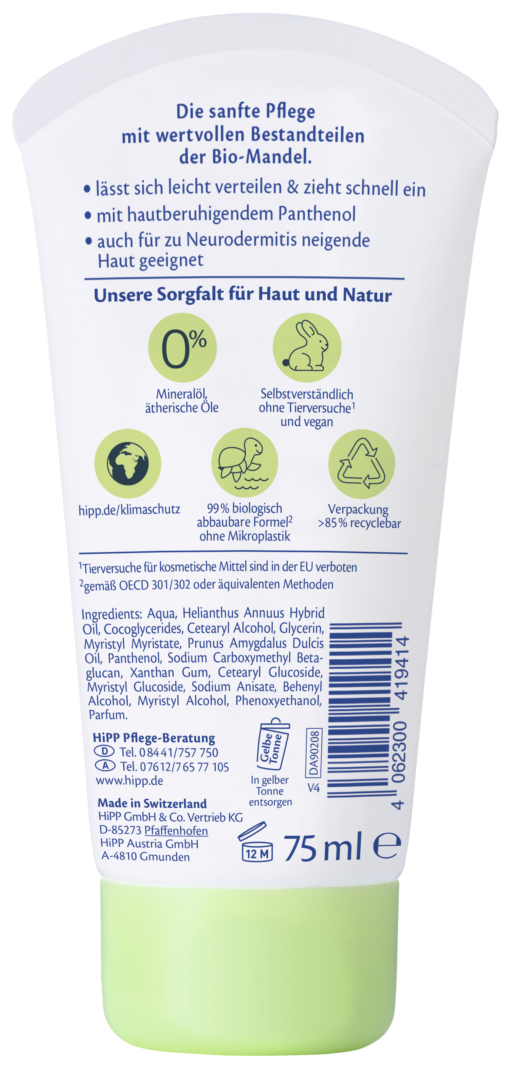 Bild 2 des Artikels HIPP Babysanft Pflegecreme 75ml 