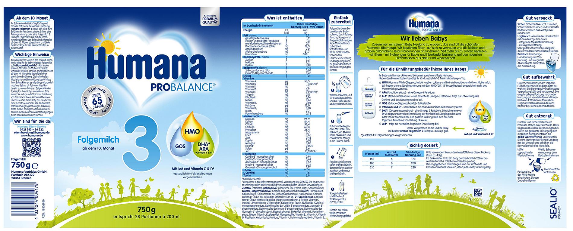 Bild 2 des Artikels Humana ProBalance Folgemilch 3, Pulver 