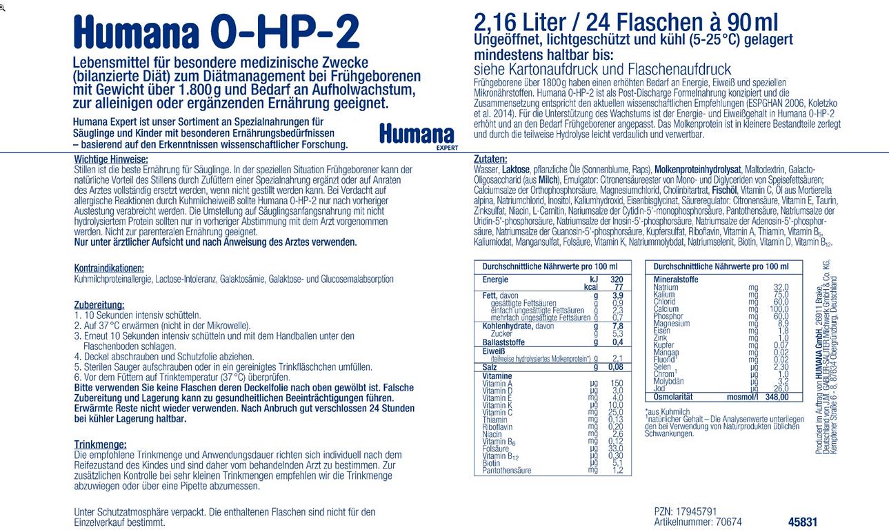 Bild 2 des Artikels Humana 0-HP-2 Expert, trinkfertig 24 x 90 ml 