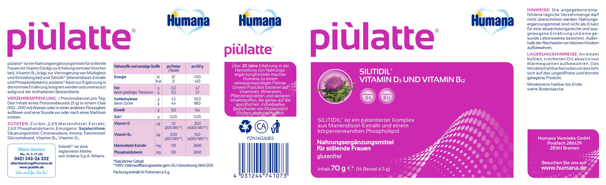 Bild 2 des Artikels Humana Piùlatte, Portionsbeutel 