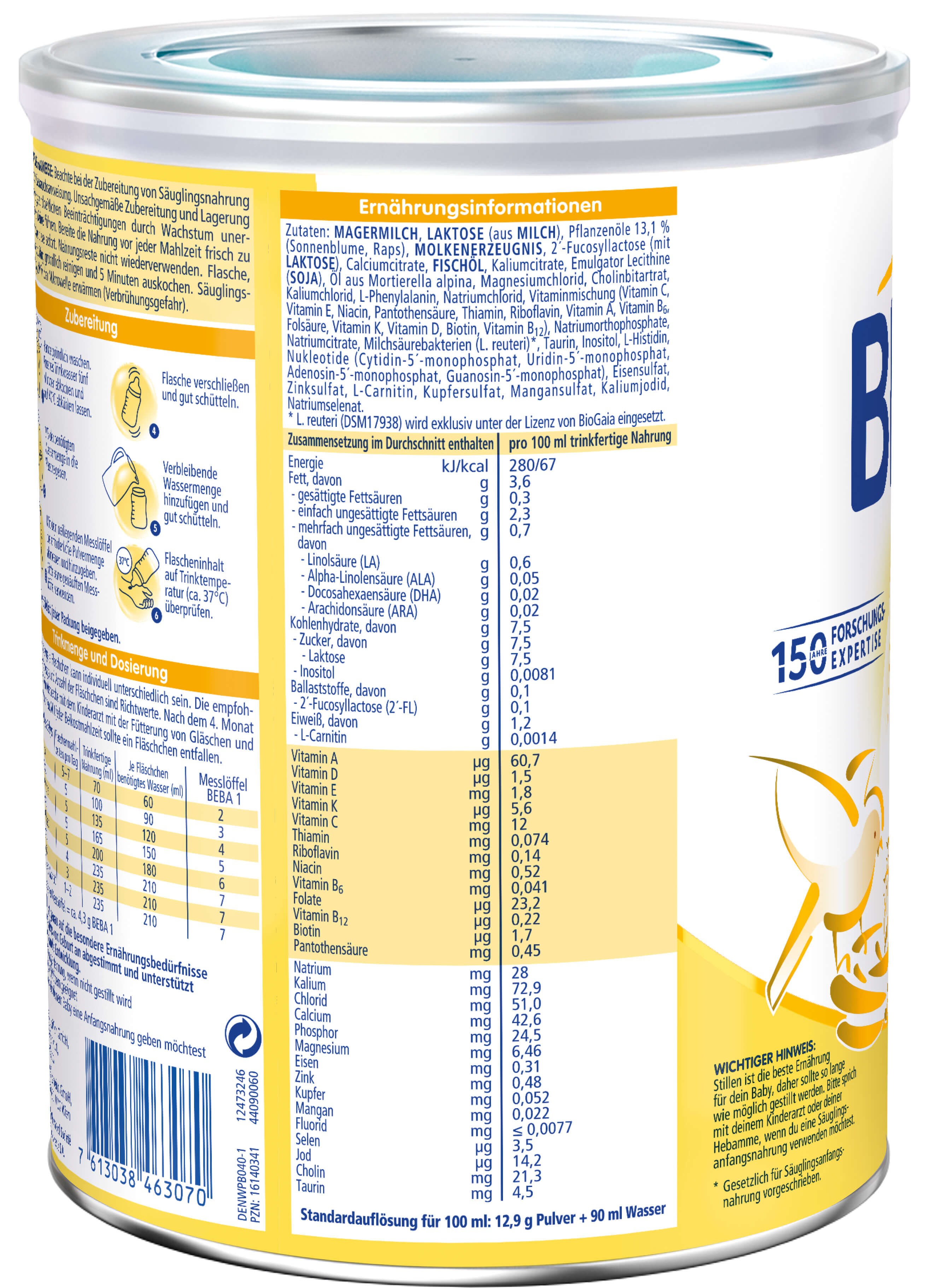 Bild 2 des Artikels Nestle BEBA 1 - Dose a 800g